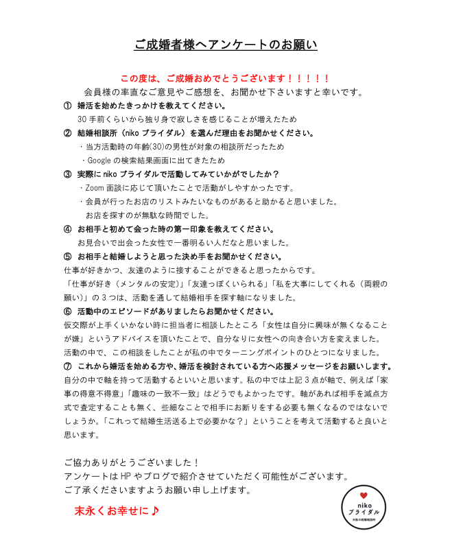 30代男性成婚アンケート