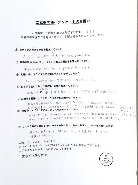 30代女性成婚者アンケート